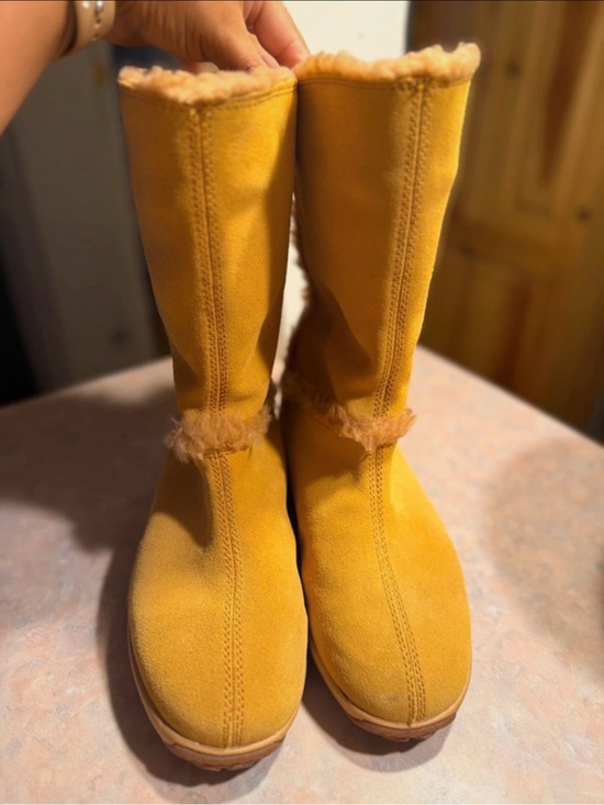 Timberland Shoes - Timberland women’s Tall Shearling-Trim Suede Boots in Mustard Yellow